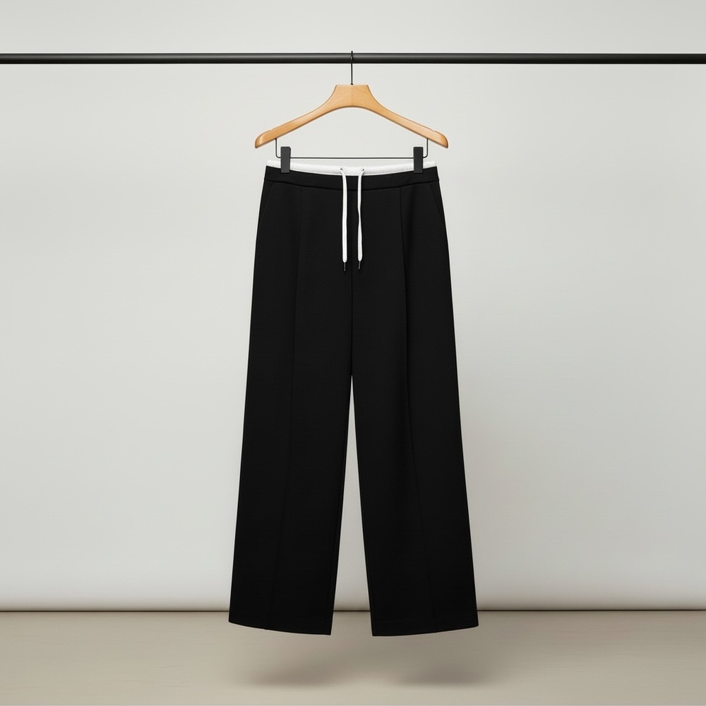 Zara Double waist, pinstripe,Wide-Leg Drawstring Pants